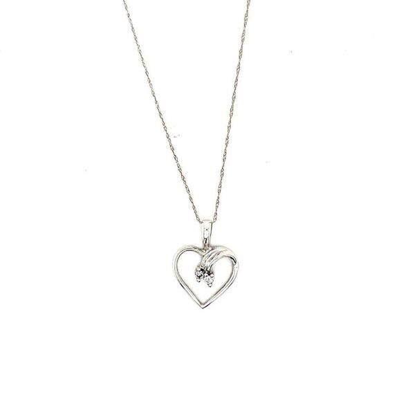 Petite 10K Gold 2-Diamonds Necklace - Picture 1 of 7